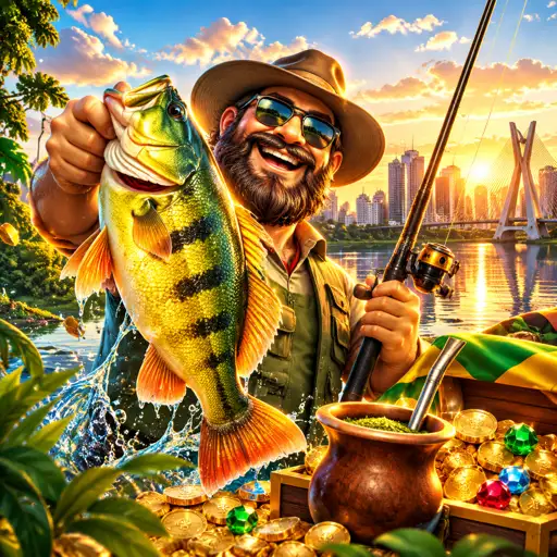 Card do Big Bass Bonanza com pescador e peixes que pagam dinheiro
